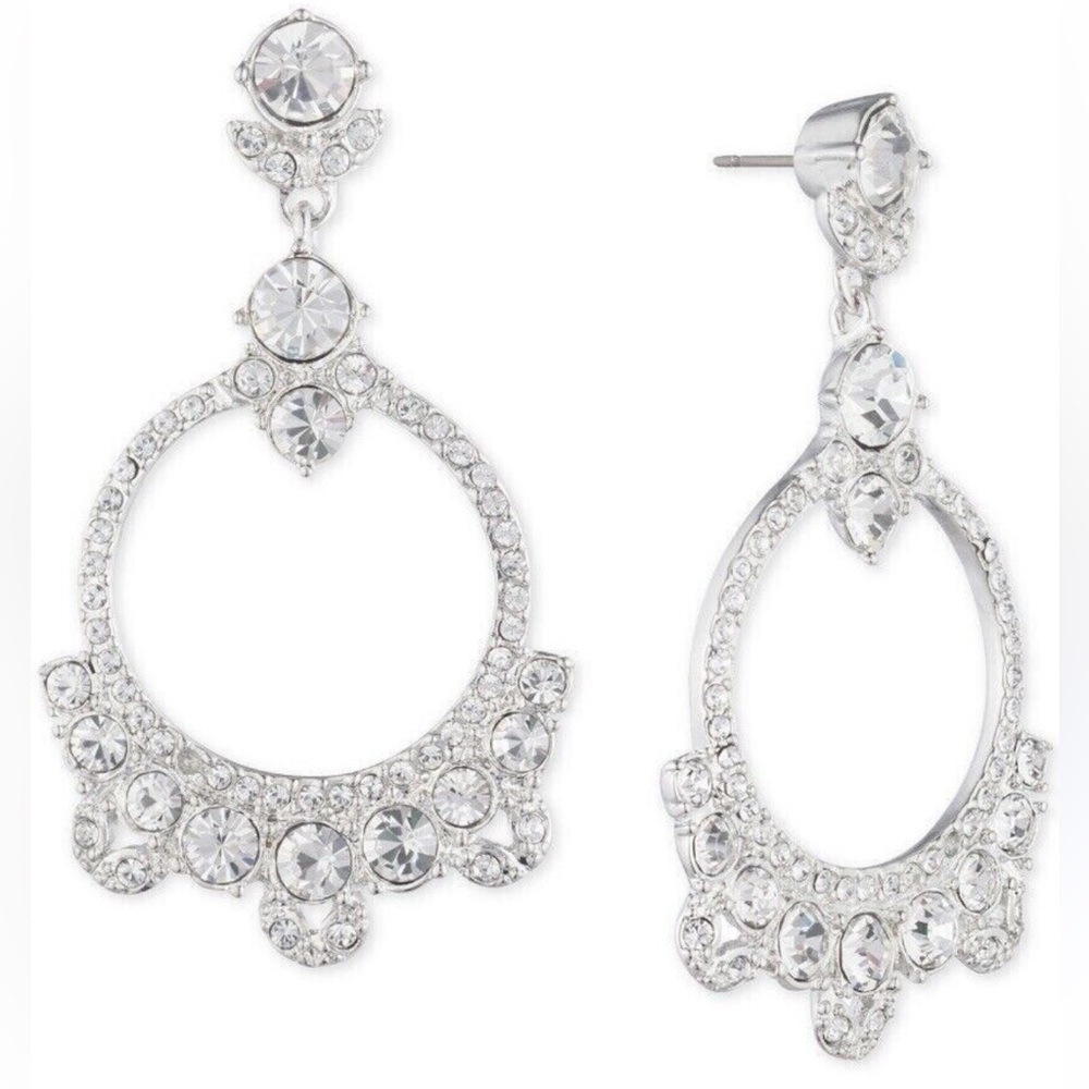 Givenchy Gorgeous Silver Tone Swarovski Crystal Orbital Drop Earrings